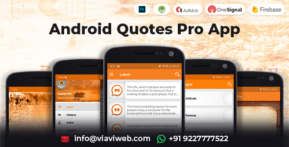 Aplikacja Android Quotes Pro (autorzy, kategorie)