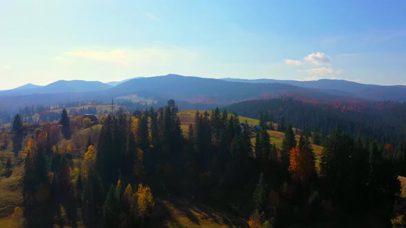 Aerial Drone Video Flying Over Carpathians Mountains, Ukraine, Europe