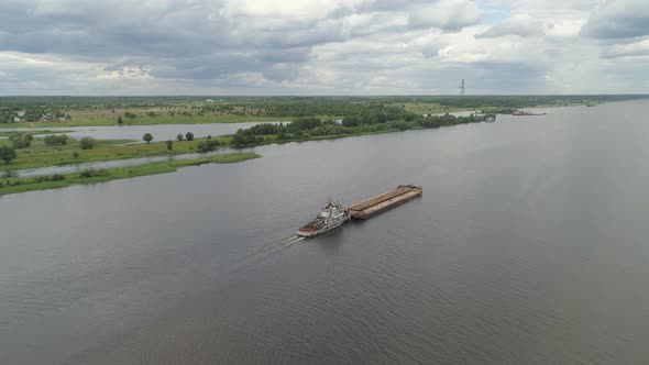 Barge on the River Volga