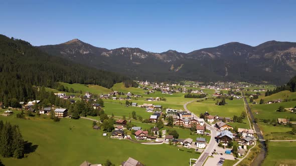 Beautiful Village Gosau in the Mountains of Austria Drone Video