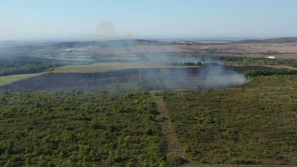 Aerial View Of Fire In Nature 