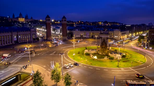 Timelapse of Placa d'Espanya, Barcelona, Spain