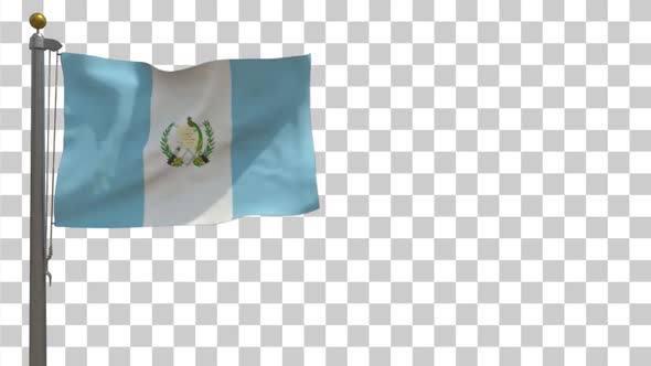 Guatemala Flag on Flagpole with Alpha Channel