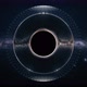 Black Hole expanding and vibrating with HUD detecting interface. Black hole event horizon in space - VideoHive Item for Sale