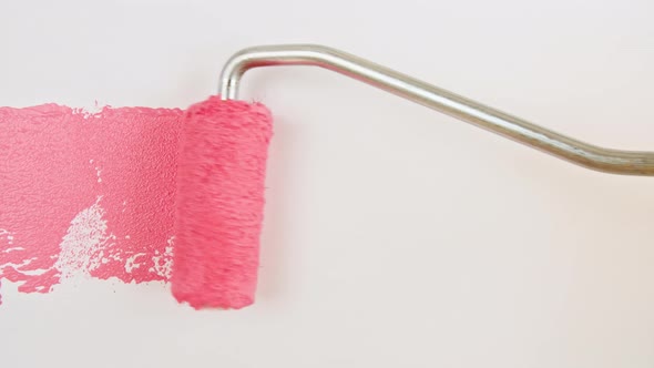 Abstract Brushstrokes of Pink Paint Brush Applied Isolated on a White Background