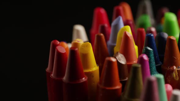 Rotating shot of color wax crayons for drawing and crafts - CRAYONS 005