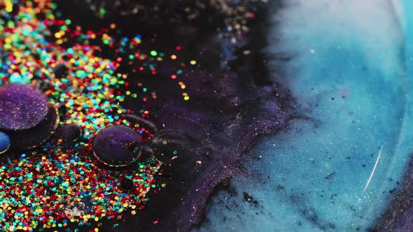 Oil Paint Water Glitter Bubbles Wave Colorful Ink alt