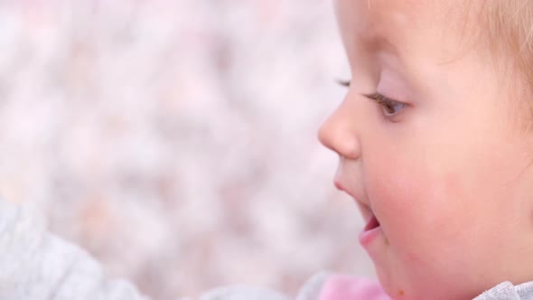 Beautiful Face of a Little Girl with Big Eyes