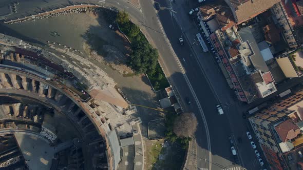 Top down view of Colosseum and Ludus Magnus