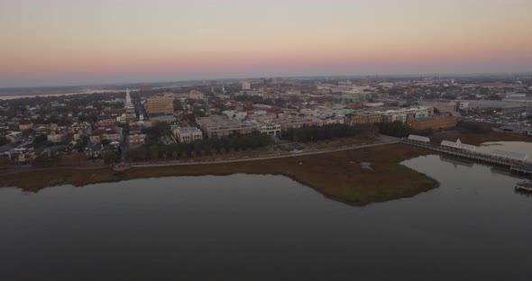 Downtown Charleston Aerial from Harbor