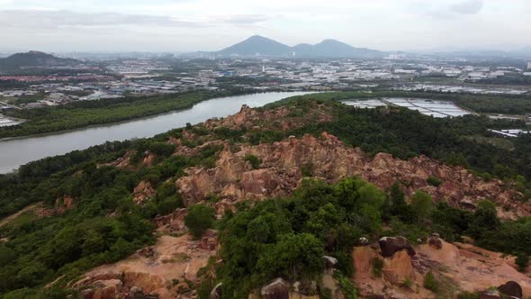 Aerial view deforestation of mining