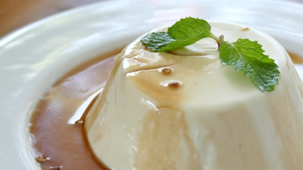 Sweet panna cotta dessert