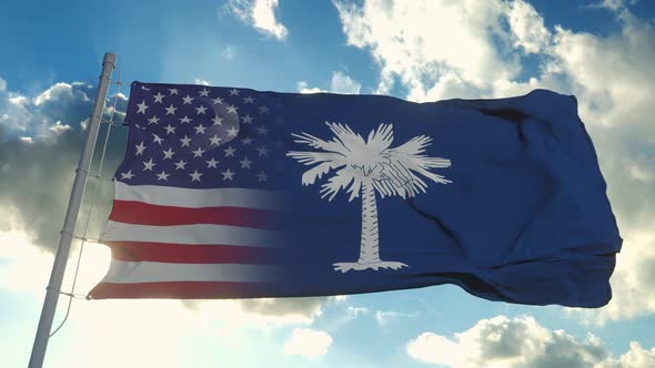Flag of USA and South Carolina State