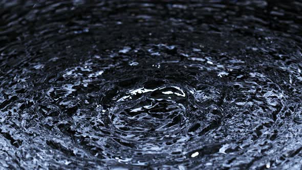 Super Slow Motion Shot of Round Waving Dark Blue Water Surface at 1000Fps alt