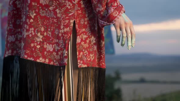 Paint Dripping From The Hands Of Girl Artist.