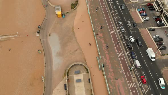 Aerial Tilt Up Reveal Brighton Beach Uk