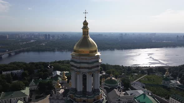 Kyiv Pechersk Lavra. Slow Motion. Aerial View