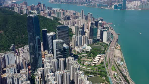 Top view of Hong Kong city