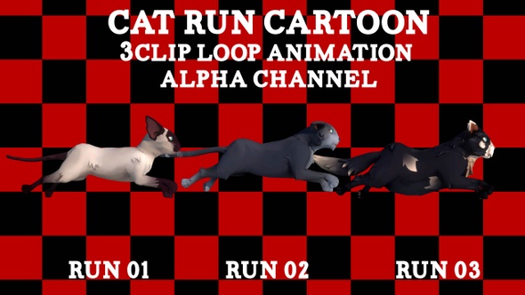 Cat Run Cartoon 3Clip Loop alt