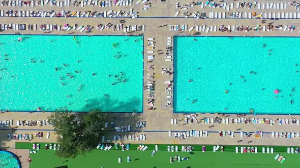 Public pools during the hot summer season.