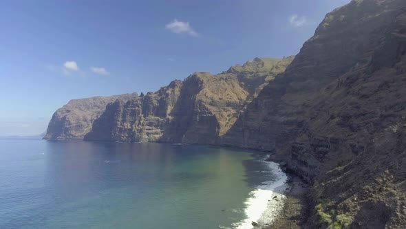 Aerial View of Los Gigantes Mountains and Coastline on a Summer Day Tenerife  Canary Islands