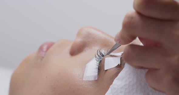 Woman eye with long eyelashes, eyelash extension