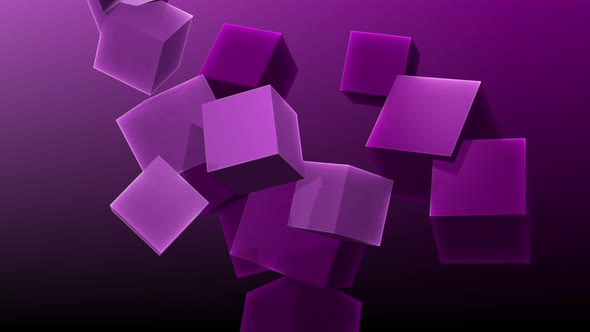 Contemporary and soothing animation loop of purple rotating cube group alt