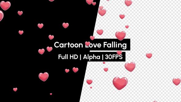Cartoon Love Heart React Shape Emoji Falling