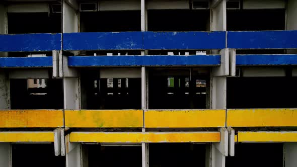 Building in the Colorful Flag of Ukraine Yellow and Blue Colors