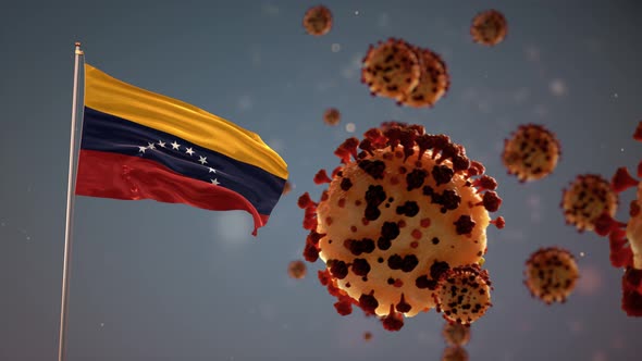 Venezuela Flag With Corona Virus Attack 4K
