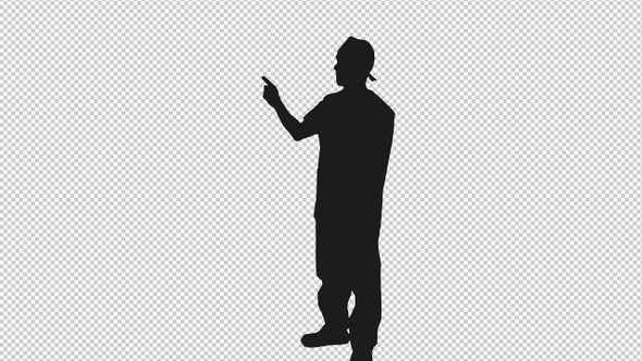 Silhouette of Man Standing and Using Virtual Display, Alpha Channel alt