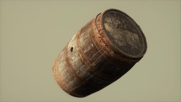 Classic Old Rusted Wooden Barrel