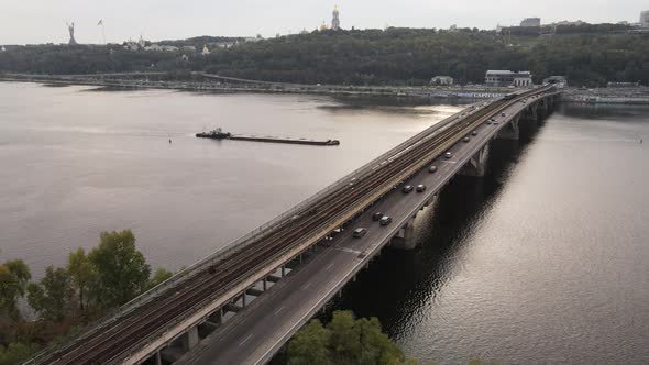 Dnipro River Near Kyiv City, Ukraine Aerial View. Dnieper, Kiev