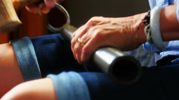 Craftswoman preparing ring