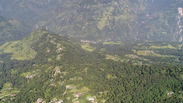 Pelling in India in Sikkim from the sky