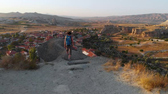 Aerial Drone View Cavusin Cappadocia