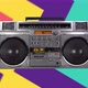 Retro music radio boombox on a colourful background - VideoHive Item for Sale
