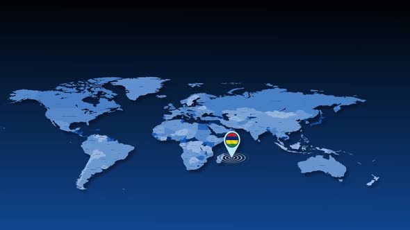 Mauritius Location Tracking Animation On Earth Map