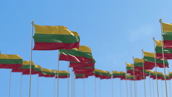 Lithuania Row Of Flags 3D Animation