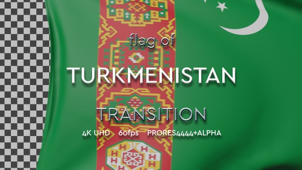 Flag of Turkmenistan transition | UHD | 60fps alt