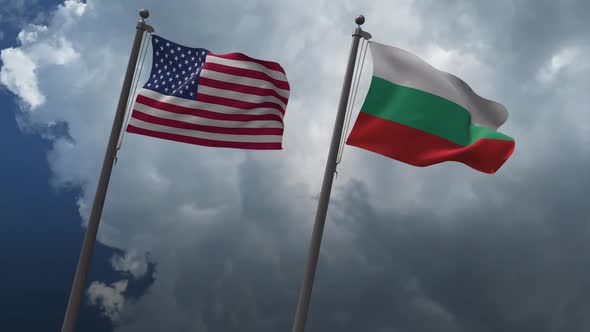 Waving Flags Of The United States And The Bulgaria 2K