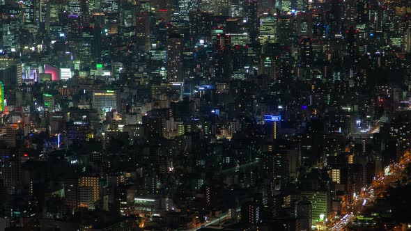 Osaka Night City Sparkles with Lights Timelapse