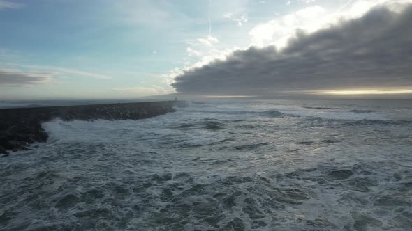 Huge Storm Waves Crashing To The Pier