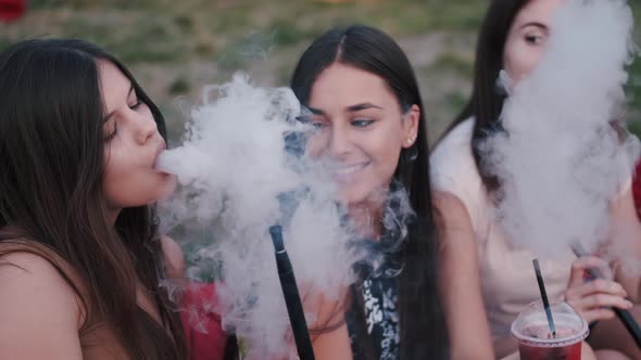 European Girls Are Having Fun and Smoking Hookas