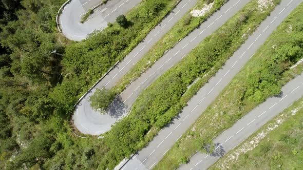 Winding and Steep Mountain Road Aerial