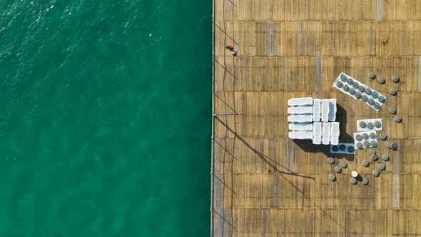 Pier by the sea aerial view Turkey Alanya 4 K