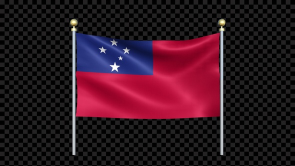 Samoa Flag Waving In Double Pole Looped