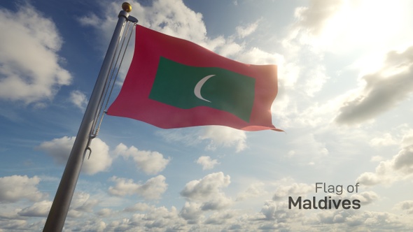 Maldives Flag on a Flagpole
