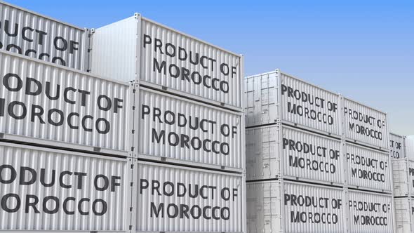 Containers with PRODUCT OF MOROCCO Text