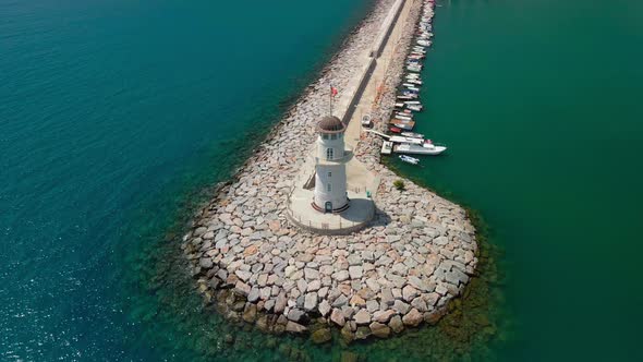 Lighthouse in the Port of Alanya Turkey Seaport Bay